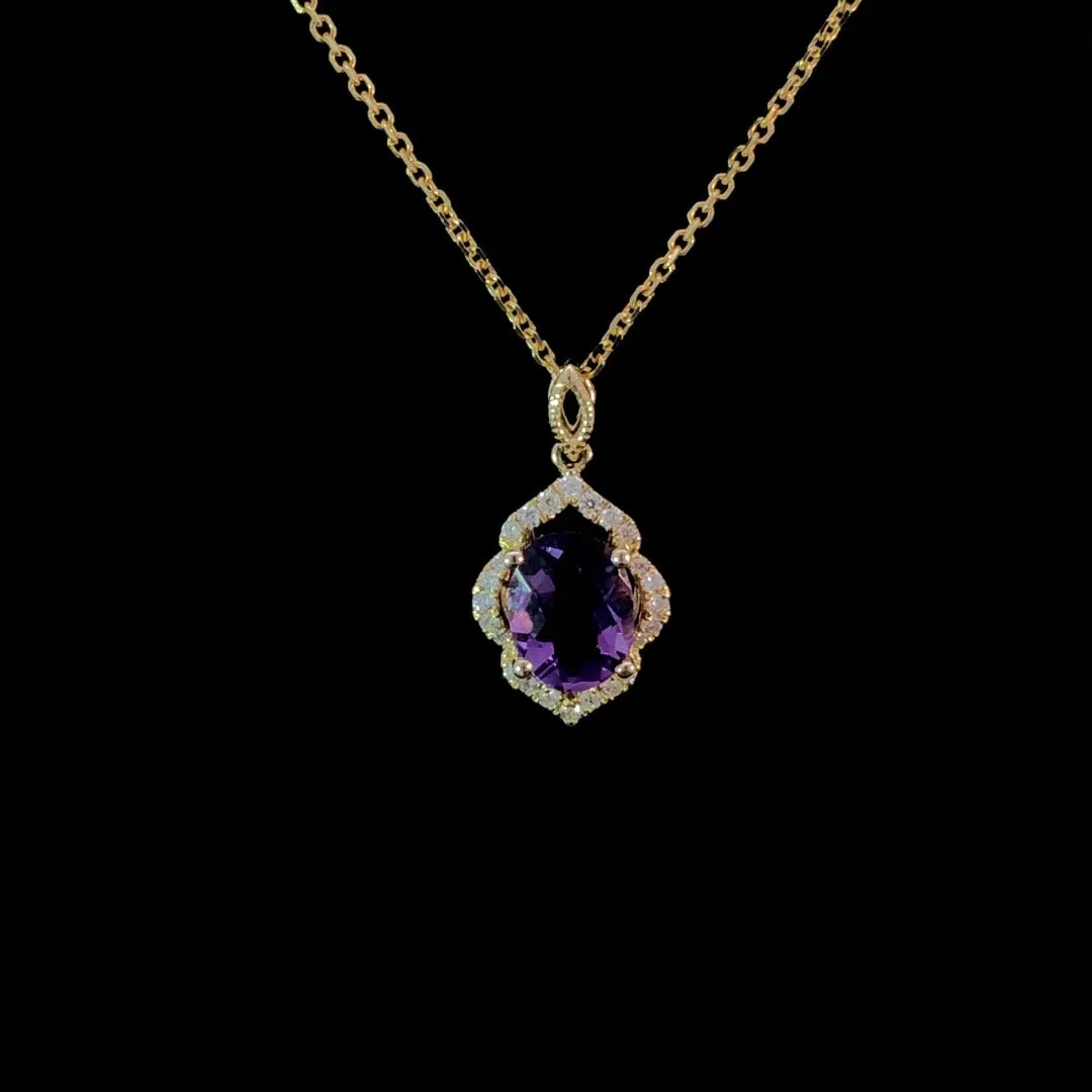 163368 - 1.15 ctw amethyst and diamond pendant