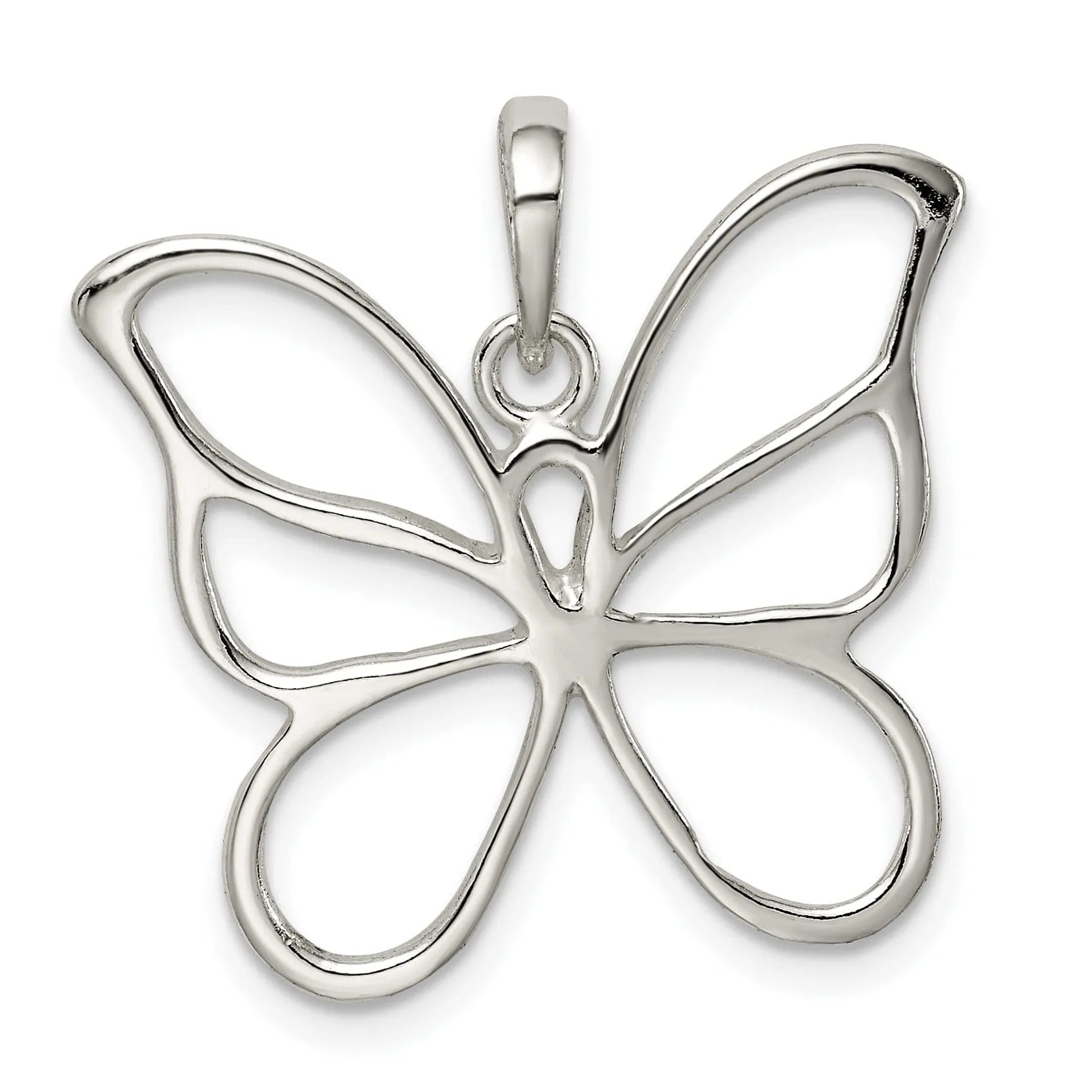 925 Sterling Silver Polished Butterfly Pendant