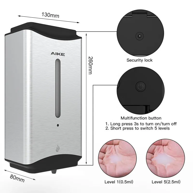 AIKE 1100ml Automatic Soap Dispenser For Commercial Bathroom, AK1206