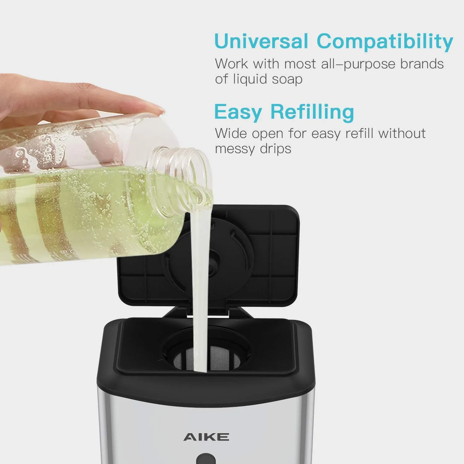 AIKE 1100ml Automatic Soap Dispenser For Commercial Bathroom, AK1206