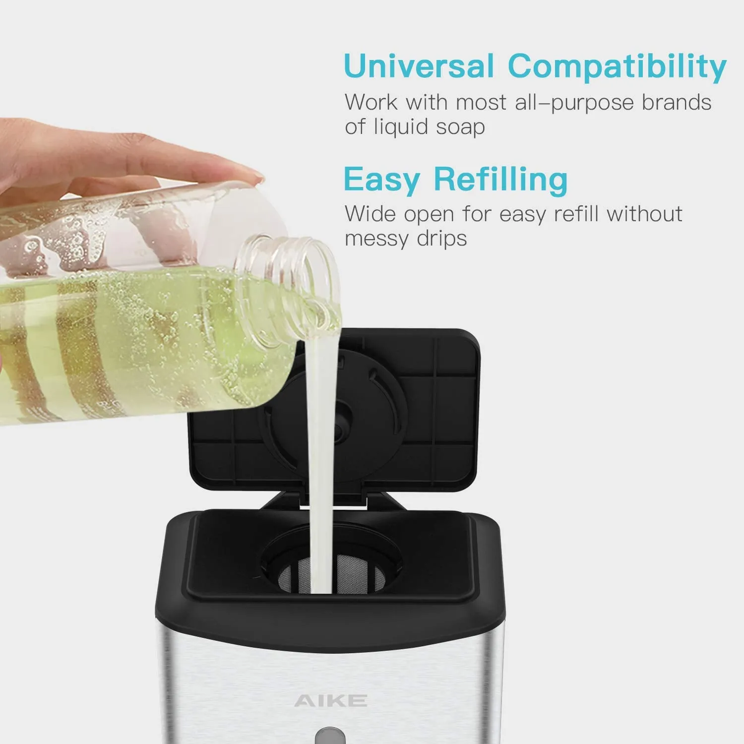 AIKE 1100ml Automatic Soap Dispenser For Commercial Bathroom, AK1206