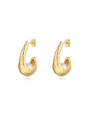 Alani Pearl Hoop, Gold Plated