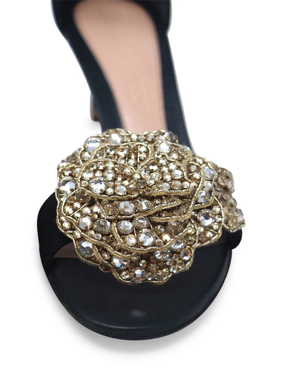 Alexander McQueen Black Suede Rhinestone Heels sz 8