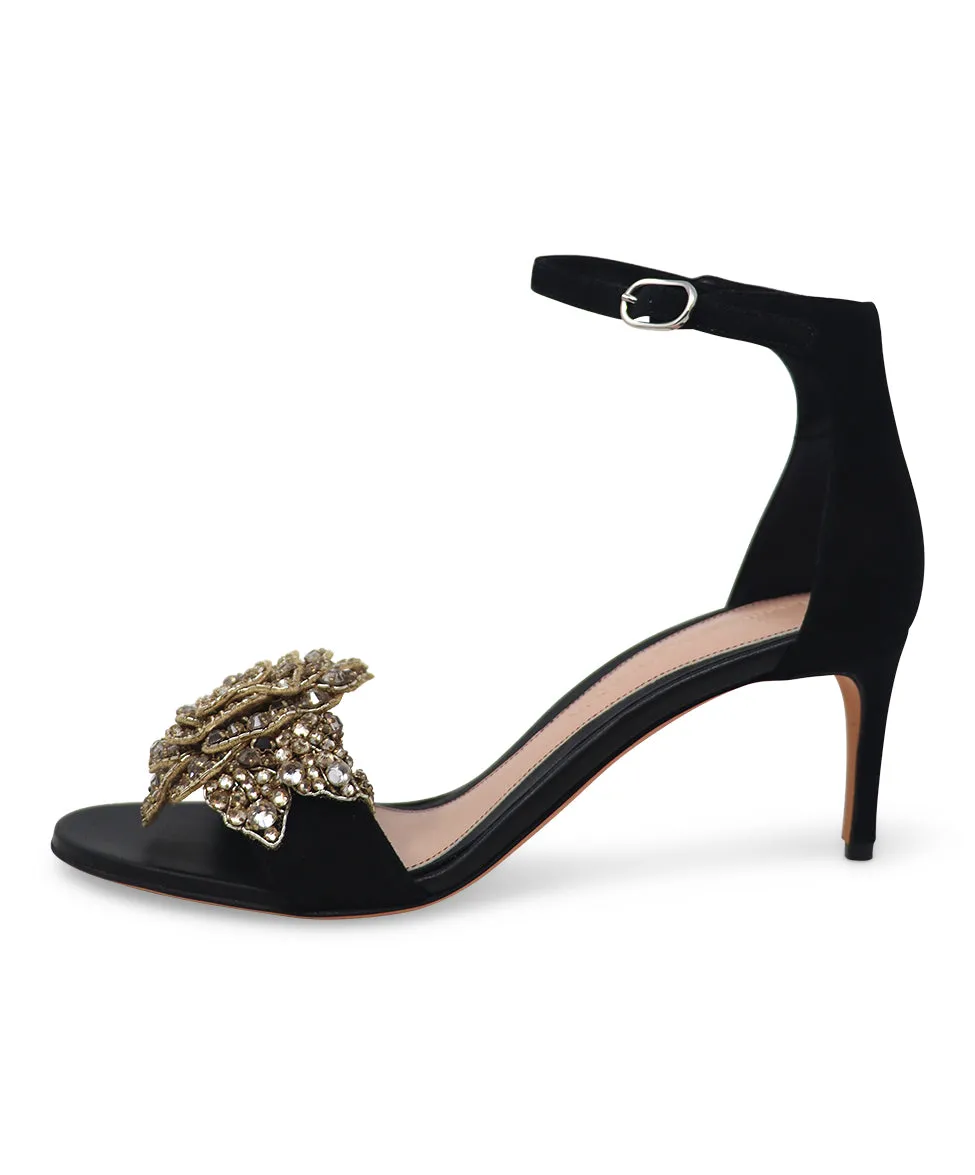 Alexander McQueen Black Suede Rhinestone Heels sz 8