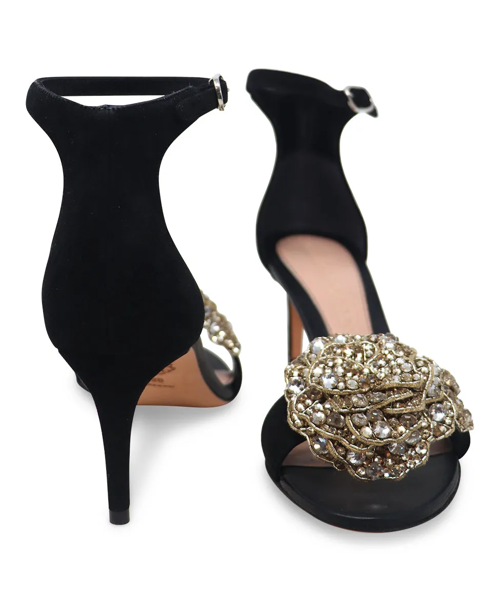 Alexander McQueen Black Suede Rhinestone Heels sz 8