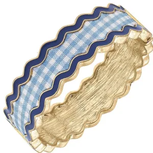 Annalise Gingham Statement Bangle -- Blue