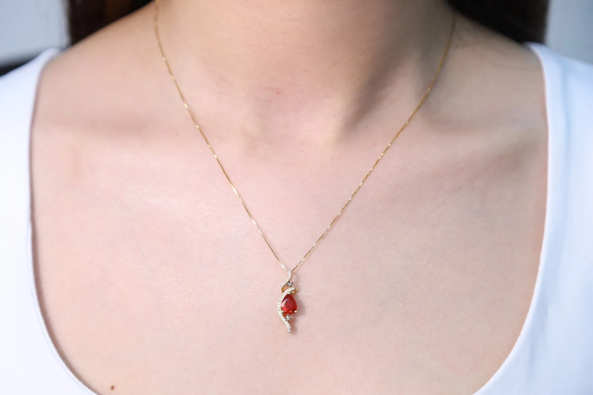 Annika 14K Yellow Gold Pear-Cut Mexican Fire Opal Pendant