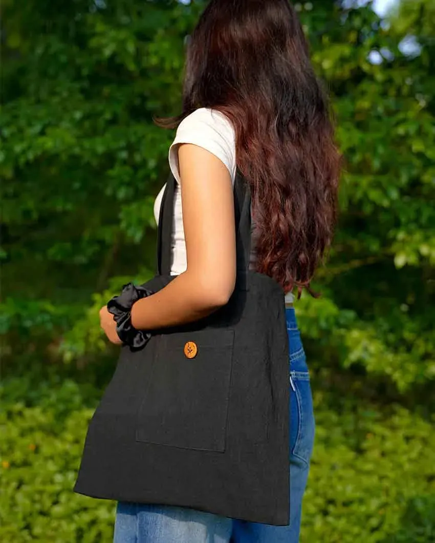 Black Durable Cotton Tote Bag | 15 x 13 inches