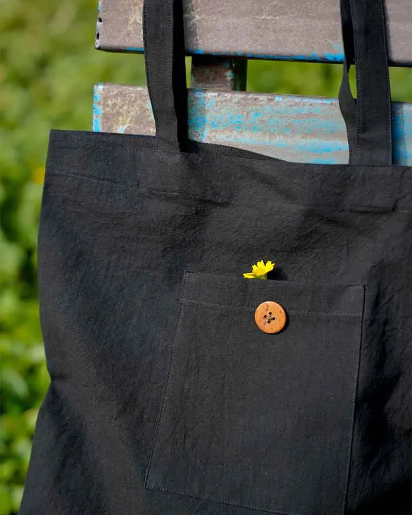 Black Durable Cotton Tote Bag | 15 x 13 inches