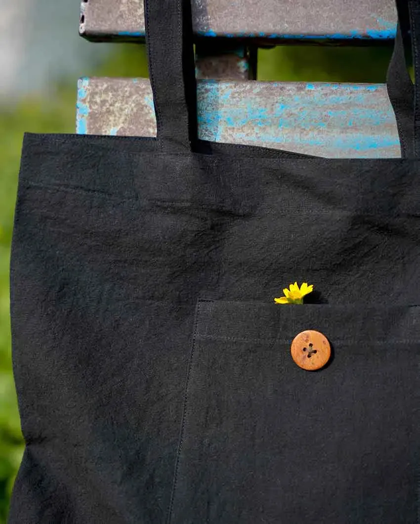 Black Durable Cotton Tote Bag | 15 x 13 inches
