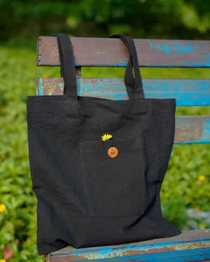 Black Durable Cotton Tote Bag | 15 x 13 inches