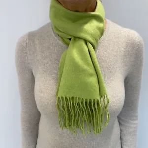 Bright Pistachio Green Cashmere Woven Fringed Scarf