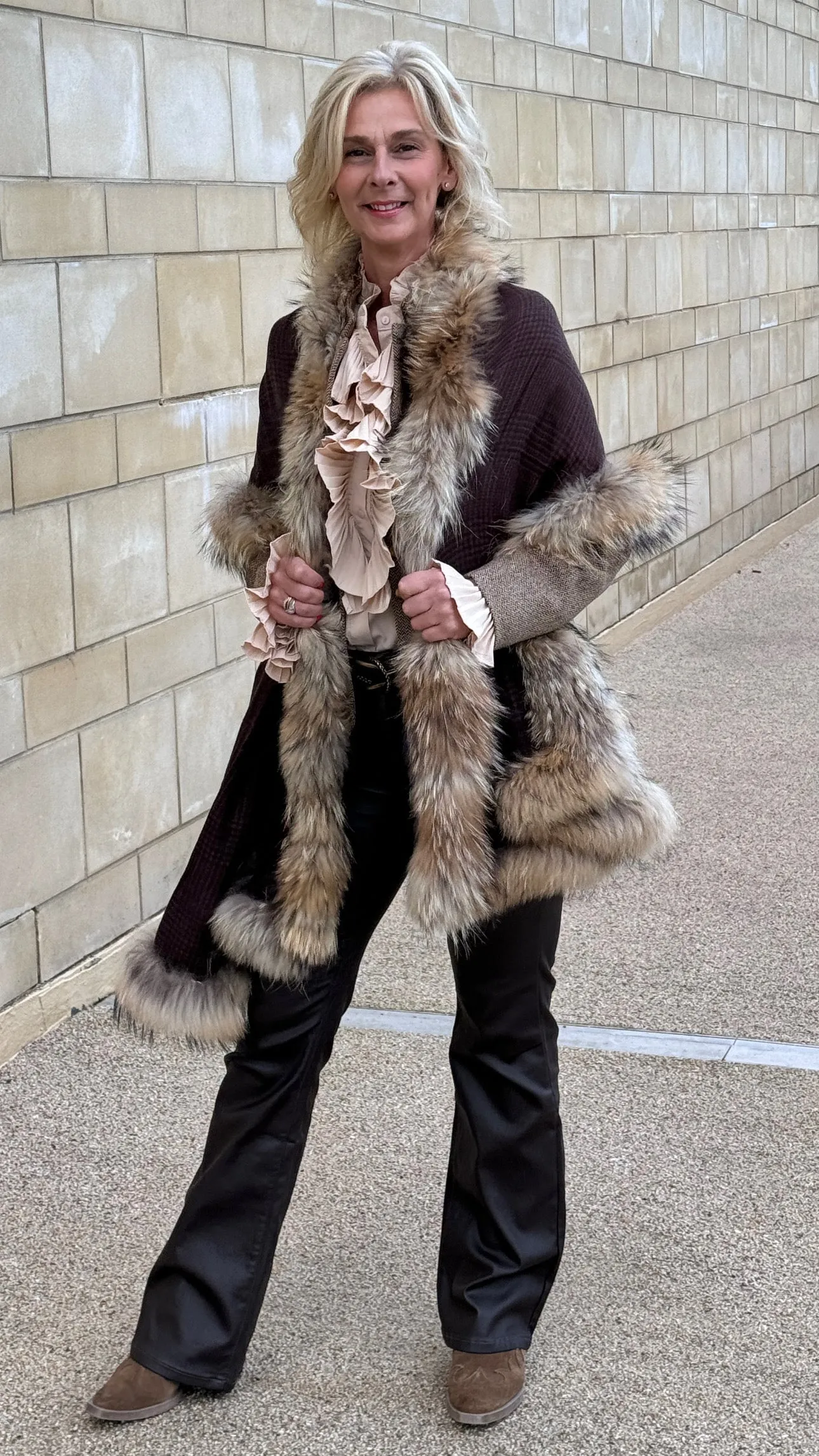 Brown Tweed Printed Wrap