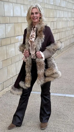 Brown Tweed Printed Wrap