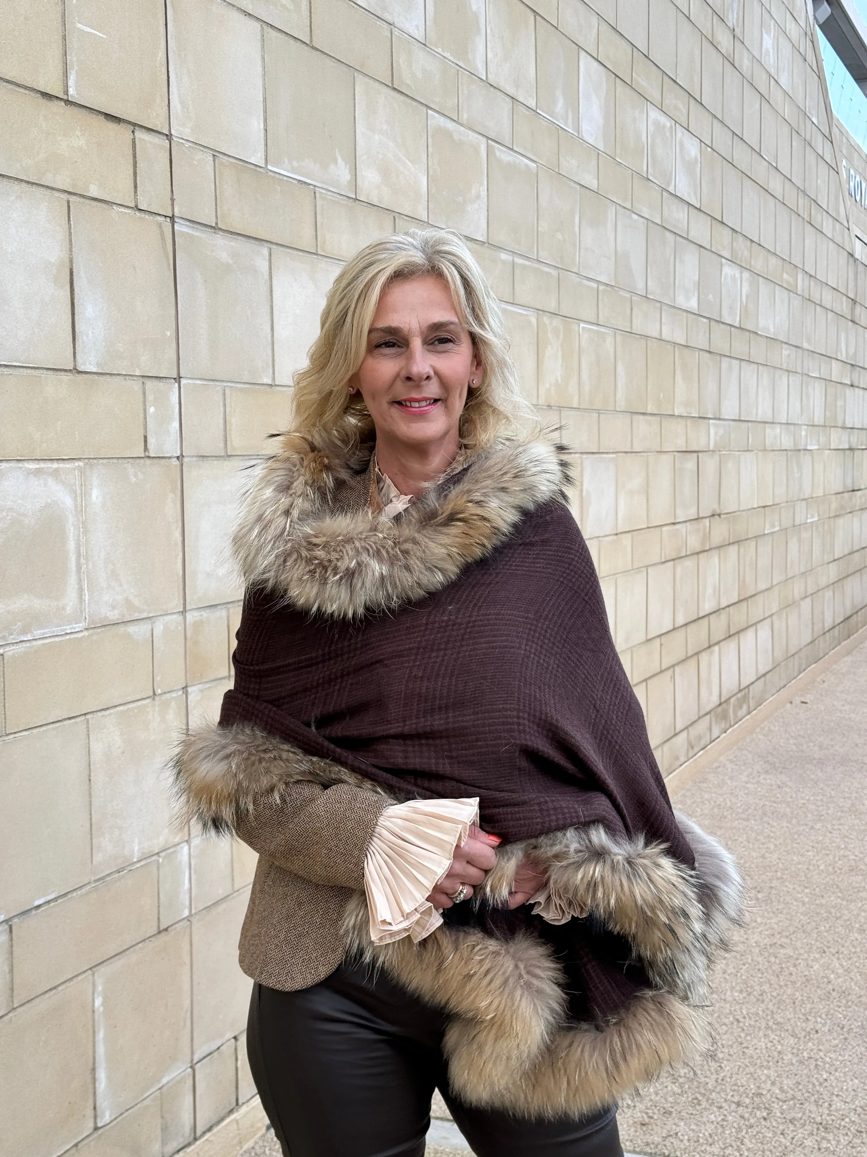 Brown Tweed Printed Wrap