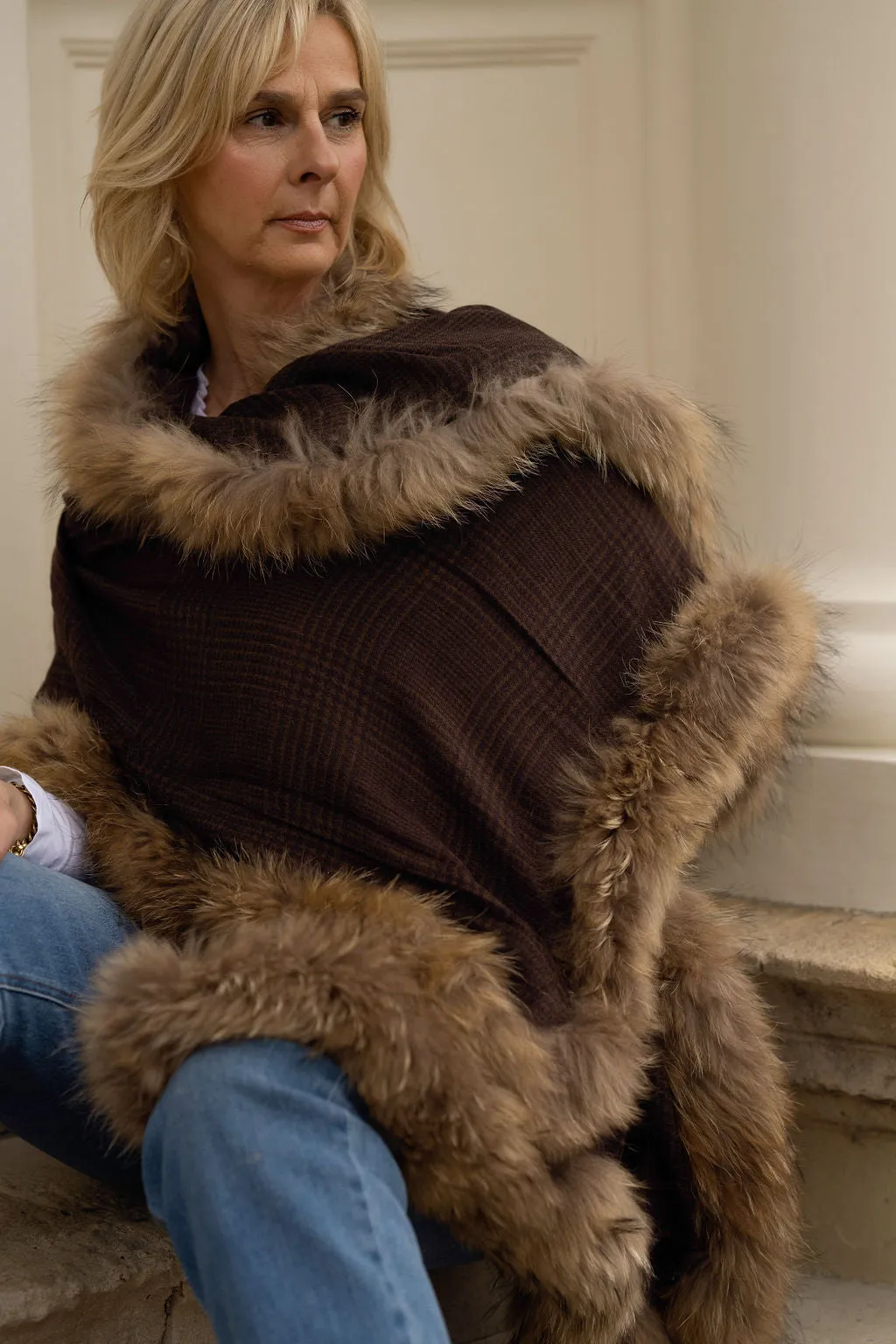 Brown Tweed Printed Wrap