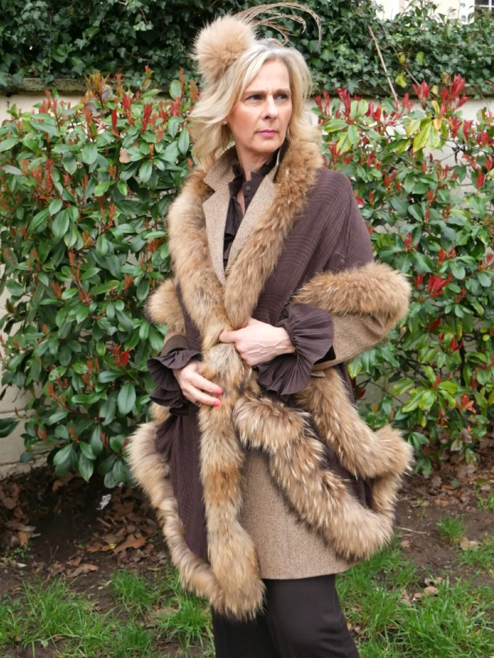 Brown Tweed Printed Wrap