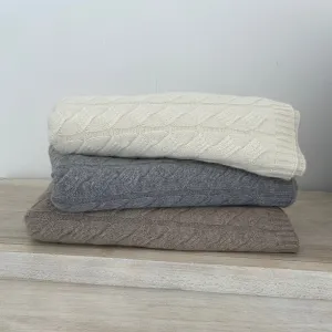 Cable Knit Cashmere Throw Blanket