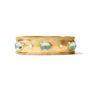 Cannes Stone Statement Hinge Bangle - Iridescent Aquamarine Blue