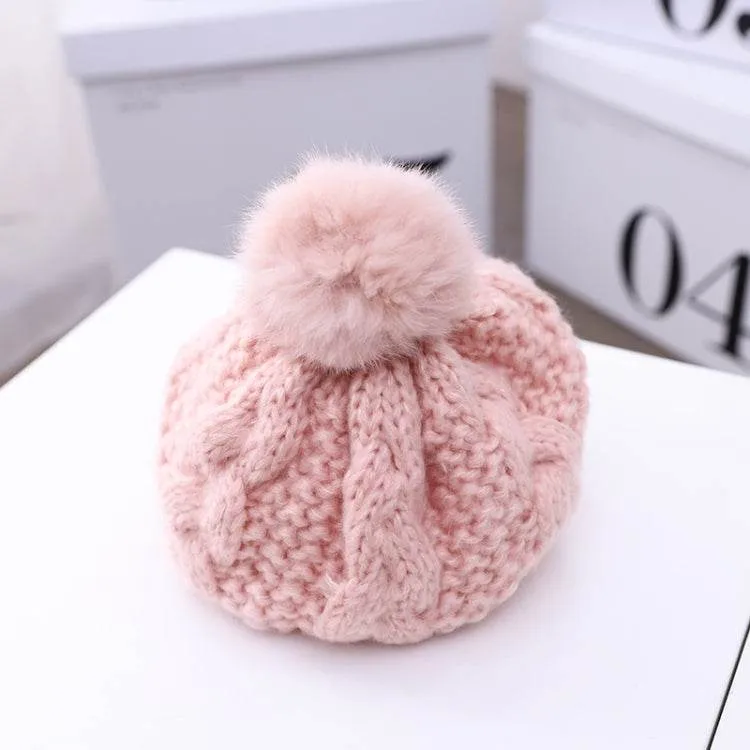 Children's Hemp Knitted Beret - Cozy Wool Hat for Autumn & Winter