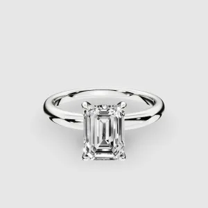 Classic Shank Lab Grown Diamond Solitaire Ring-Emerald Cut
