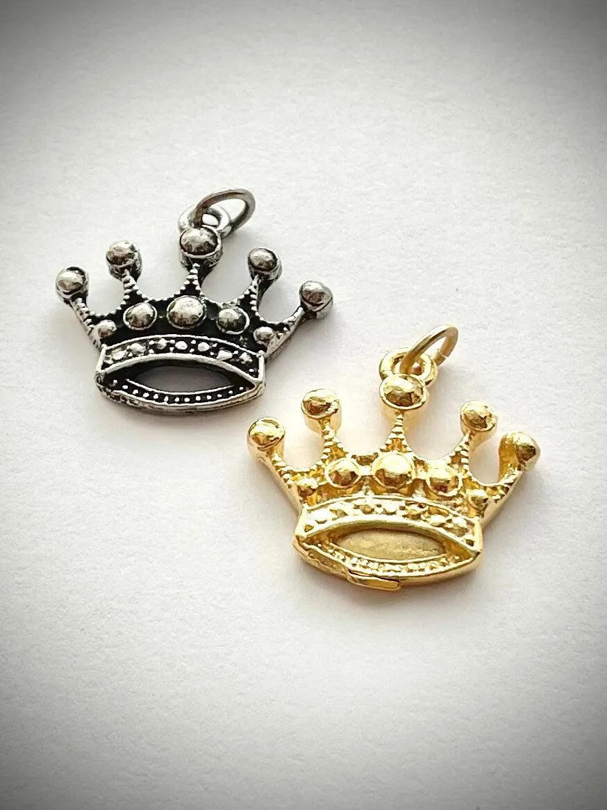 Crown Charm, Claddagh, Silver Charm, Gold Charm, Gold Pendant, Silver Pendant, Queen Charm, King Charm, Silver Earring, Crown Earring