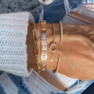 Cuff Bangle with Bezel Baguettes