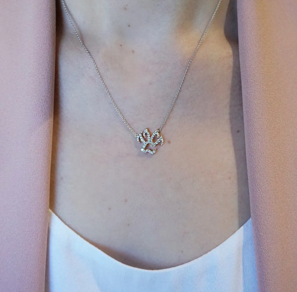 Diamond Set Panther Pawprint Pendant