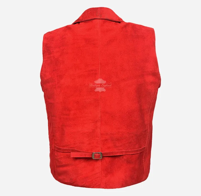 EDWARDIAN Men's Double Breasted Suede Waistcoat Leather Vest