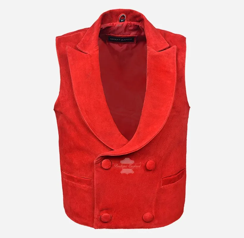 EDWARDIAN Men's Double Breasted Suede Waistcoat Leather Vest