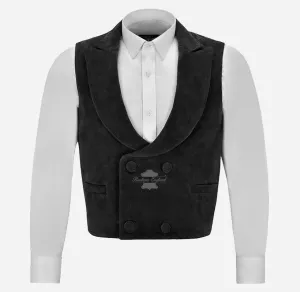 EDWARDIAN Men's Double Breasted Suede Waistcoat Leather Vest