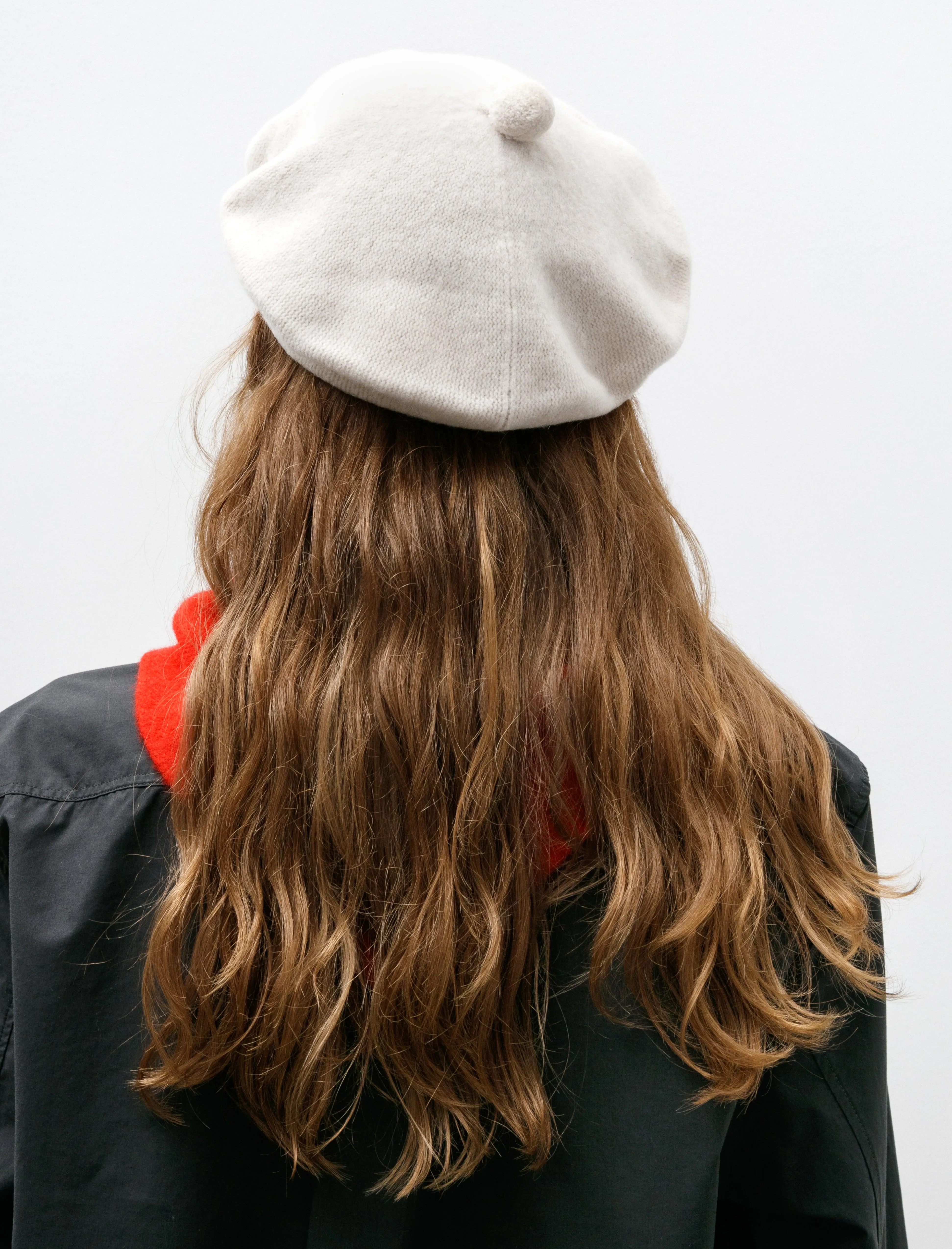 Felted Pompom Beret Cream