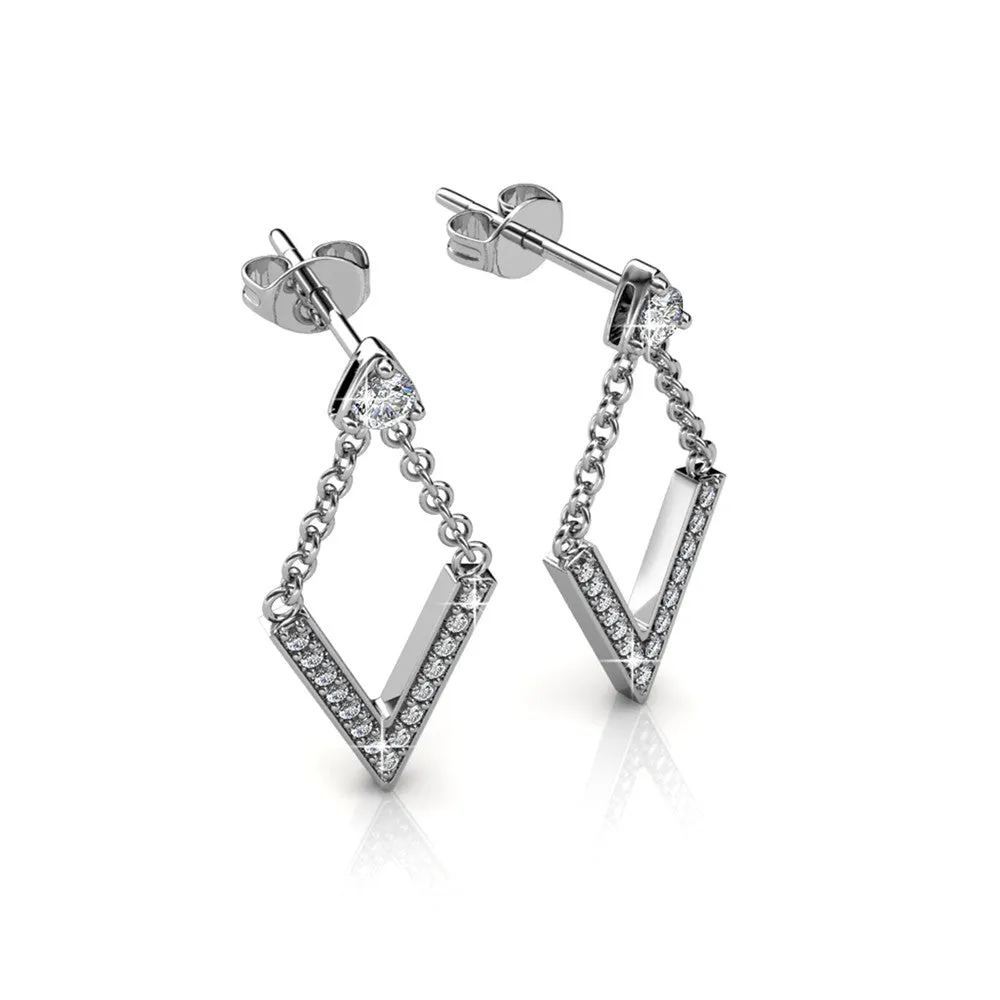 Francesca 18k White Gold Plated Drop Earrings with Swarovski Crystals