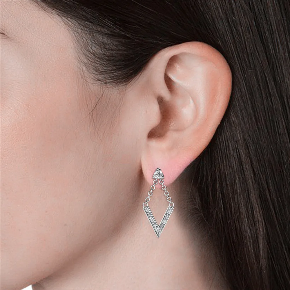 Francesca 18k White Gold Plated Drop Earrings with Swarovski Crystals