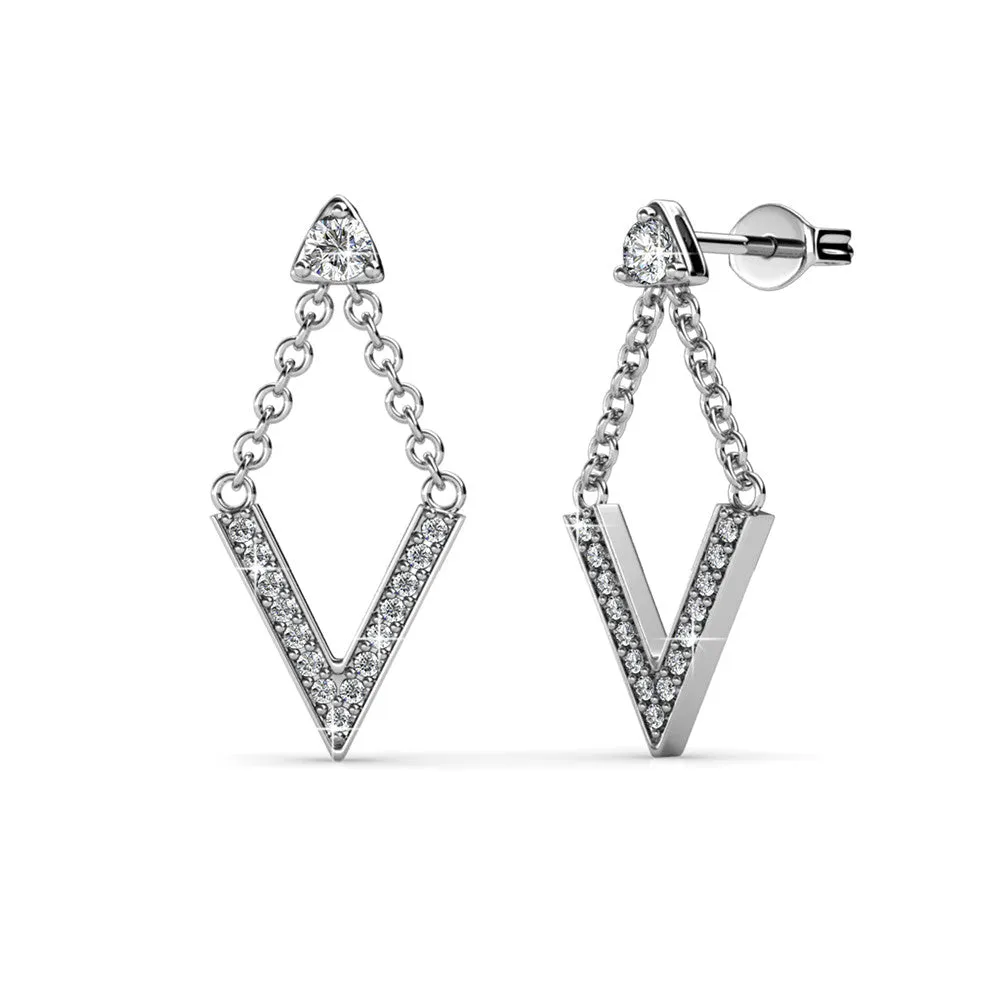 Francesca 18k White Gold Plated Drop Earrings with Swarovski Crystals