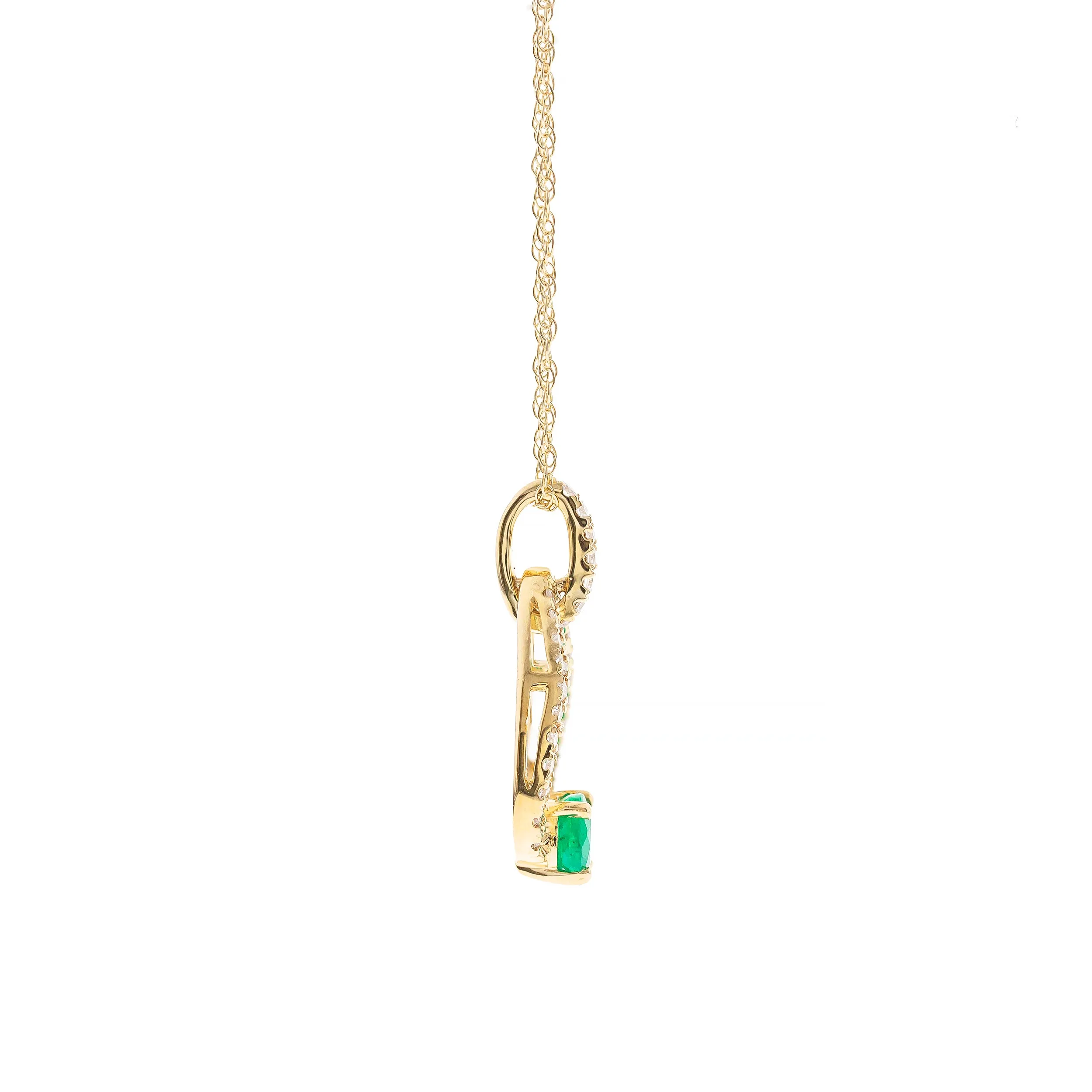 Genesis 10K Yellow Gold Oval-Cut Natural Zambian Emerald Pendant