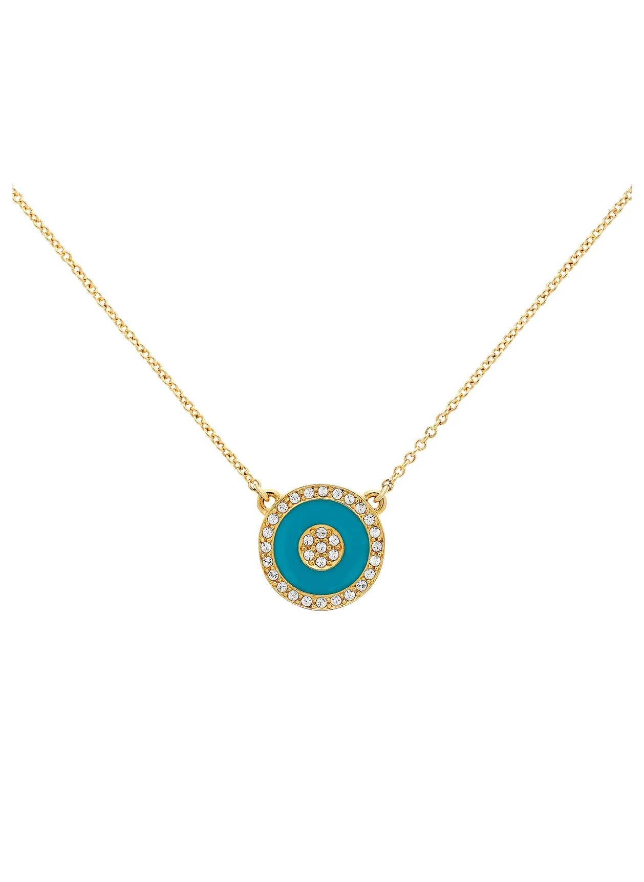 Gold Crystal Turquoise Pendant Necklace