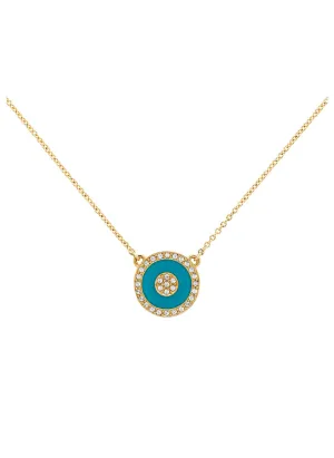 Gold Crystal Turquoise Pendant Necklace