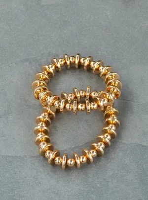 Gold Novelty Geometric Bead Bracelet Set