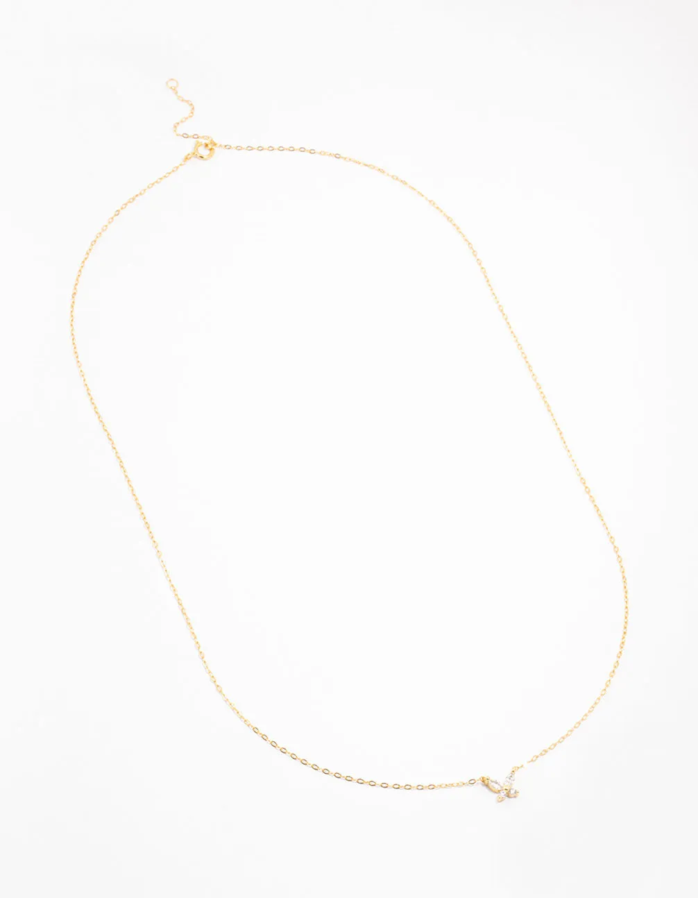 Gold Plated Sterling Silver Cubic Zirconia Mini Butterfly Necklace