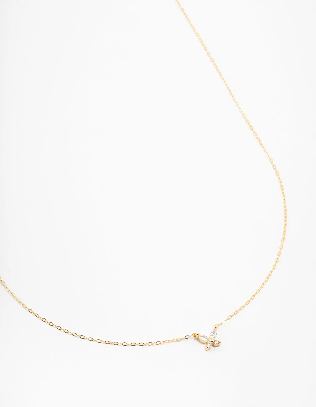 Gold Plated Sterling Silver Cubic Zirconia Mini Butterfly Necklace