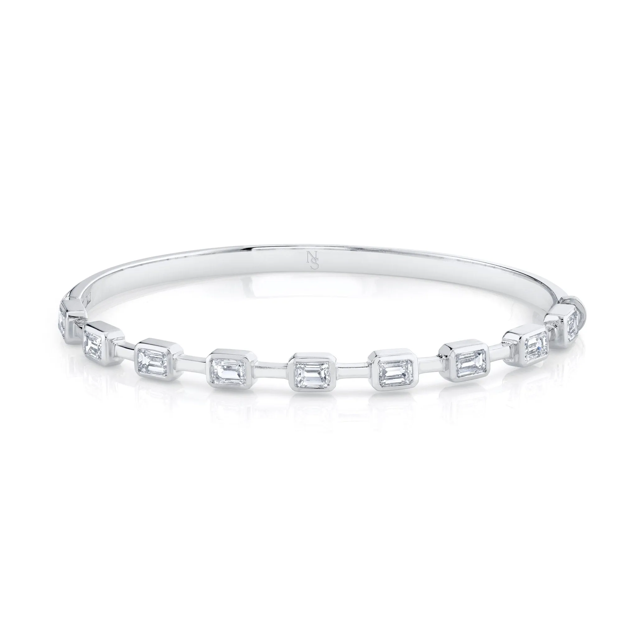 Hinged Bangle with Bezel-Set Emerald Cut Diamonds