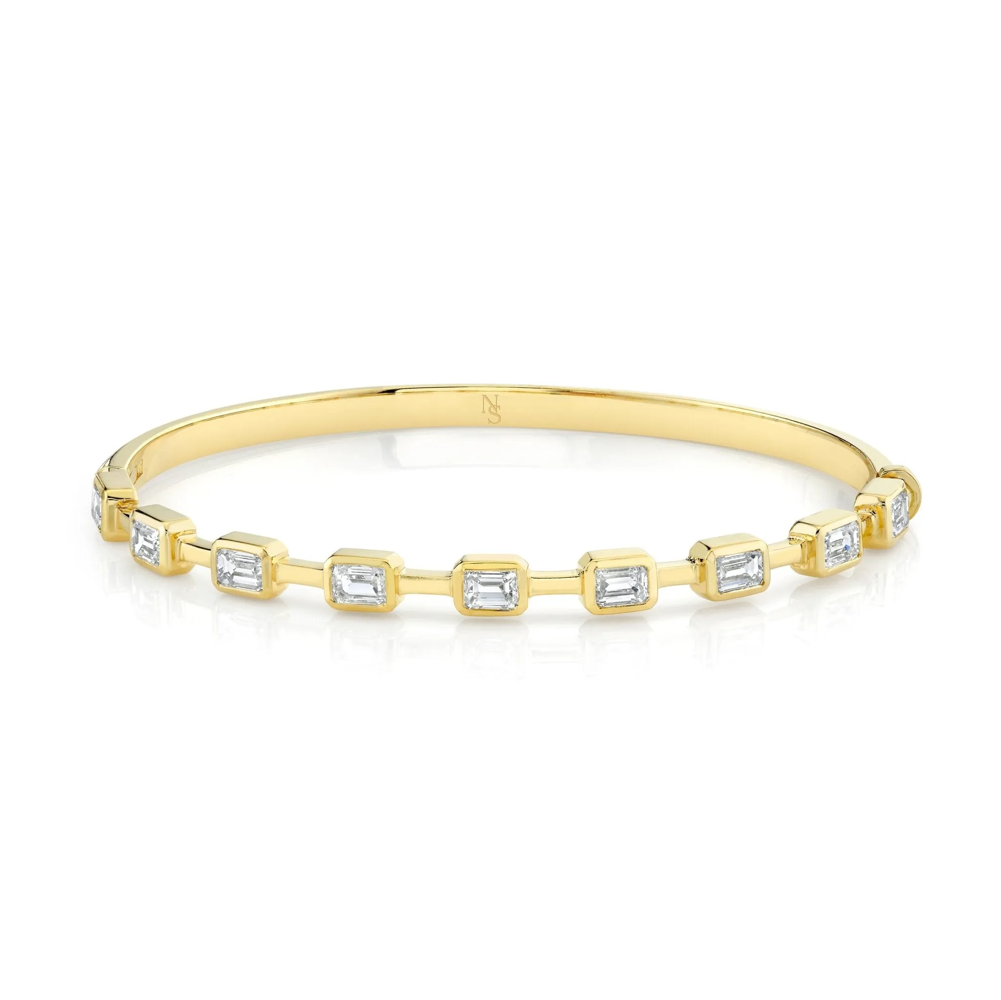 Hinged Bangle with Bezel-Set Emerald Cut Diamonds