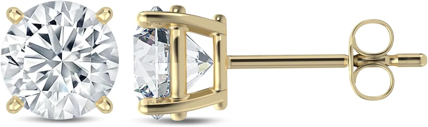 IGI Certified Lab Grown Diamond Solitaire Stud Earrings for Women in 14k Gold With Screw back post (Color-F, Clarity VS1-VS2 0.50Ct - 3Ct)