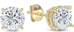 IGI Certified Lab Grown Diamond Solitaire Stud Earrings for Women in 14k Gold With Screw back post (Color-F, Clarity VS1-VS2 0.50Ct - 3Ct)