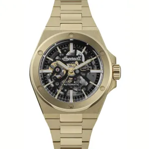 Ingersoll The Baller Automatic Black Dial Gold Stainless Steel Strap Watch