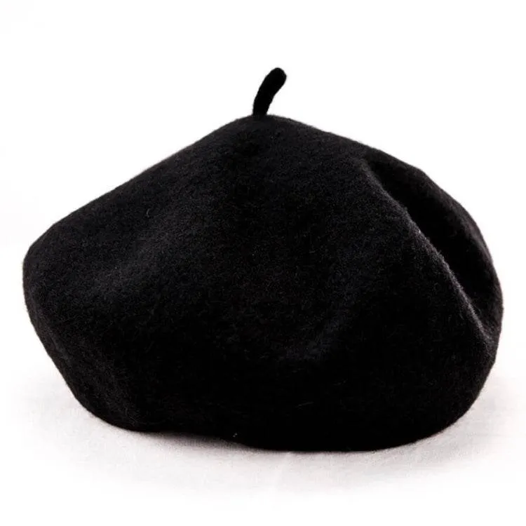 Korean Style Women's Wool Beret Cap in Solid Colors
