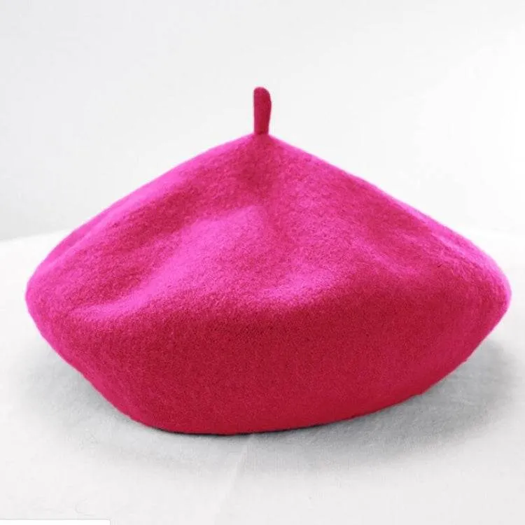 Korean Style Women's Wool Beret Cap in Solid Colors
