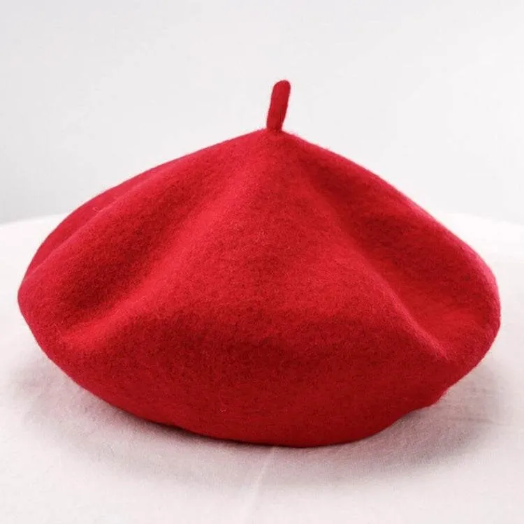 Korean Style Women's Wool Beret Cap in Solid Colors