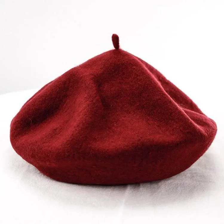 Korean Style Women's Wool Beret Cap in Solid Colors